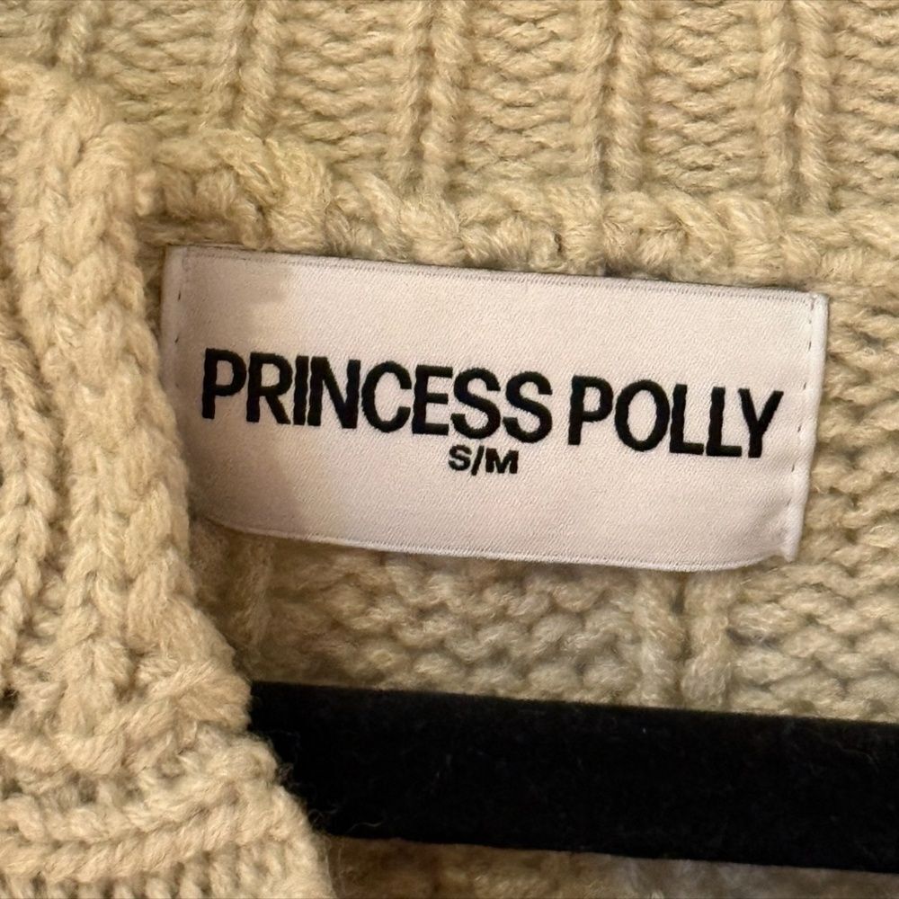 Princess Polly Donielle Cable Knit Cardigan Beige - Picture 5 of 6
